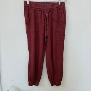 DEMOCRACY Jogger Pants Red Wine Pull-On Mid Rise Drawstring Pockets Women M